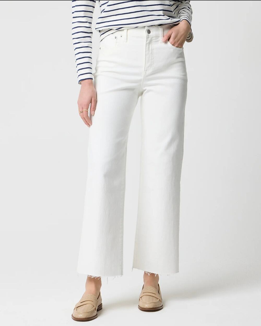 J.Crew White Wide Leg Cropped Jeans All Day Stretch NWT Size 29 BR051